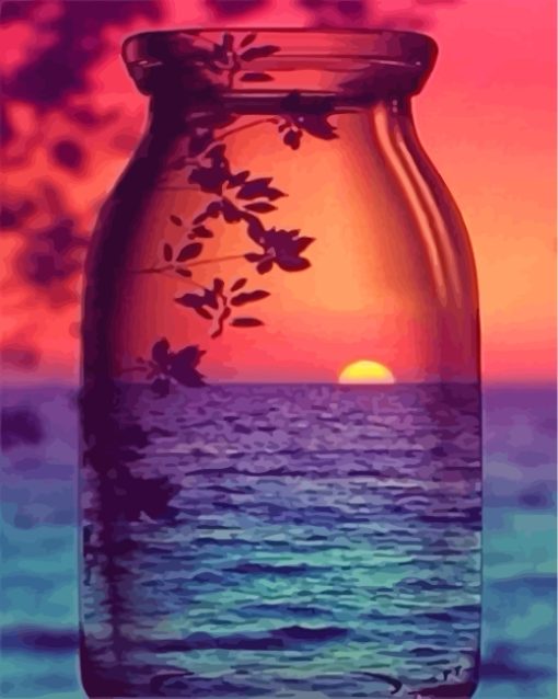 Sunset Glass Bottle paint by numbers