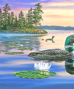 Sunset Loon Bird paint by numbers
