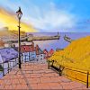 Sunset Over Whitby Harbour paint by numbers
