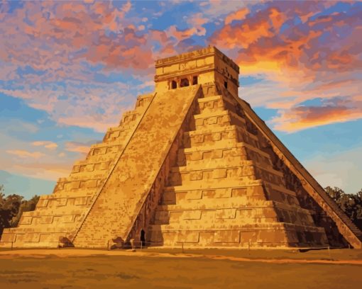 Sunset Chichen Itza Mexico paint by numbers