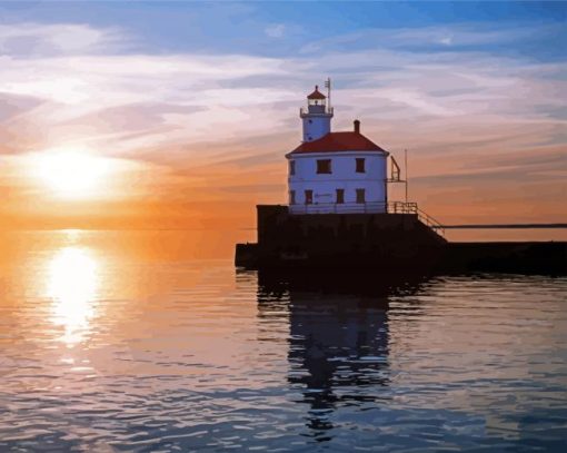 Superior Entry Lighthouse Duluth paint by number