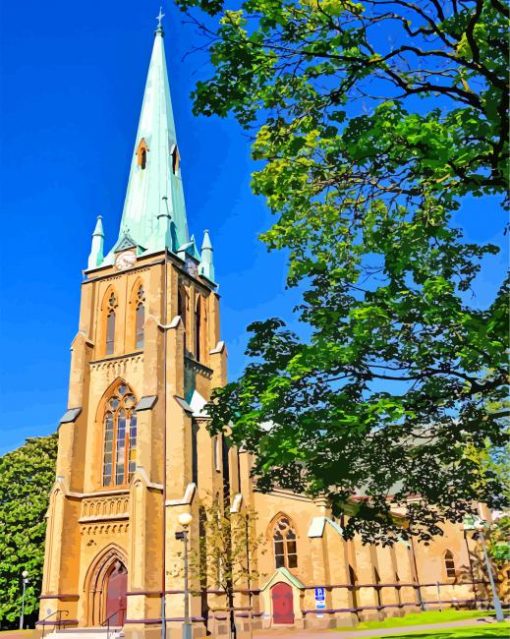 Sweden Gothenburg Haga Kyrka Church paint by numbers