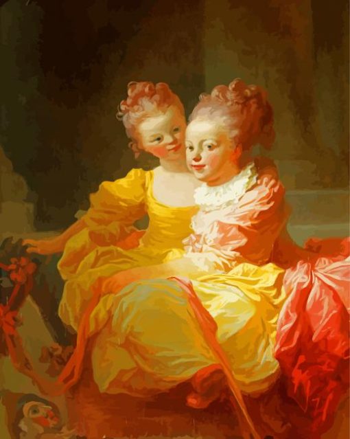 The Two Sisters By Fragonard paint by numbers