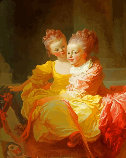 The Two Sisters By Fragonard paint by numbers