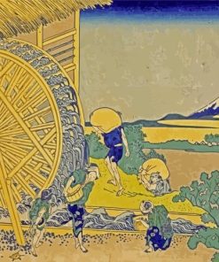 The Waterwheel At Onden By Hokusai paint by numbers