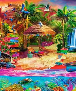 Tropical Island Holiday paint by numbers