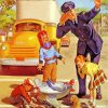 Vintage Children With Police paint by number