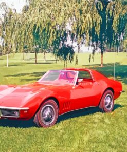 Vintage Red Corvette paint by numbers