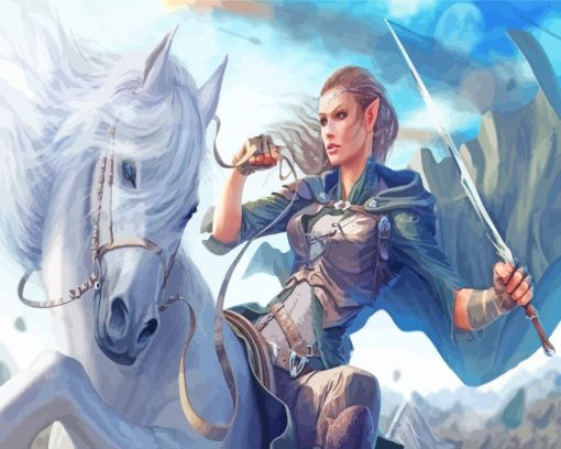 Warrior Elf On Horse paint by numbers