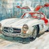 White Mercedes Art paint by Numbers