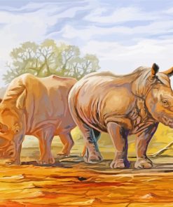 Wild Rhinos Art paint by numbers