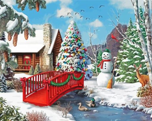 Winter Christmas Home paint by numbers