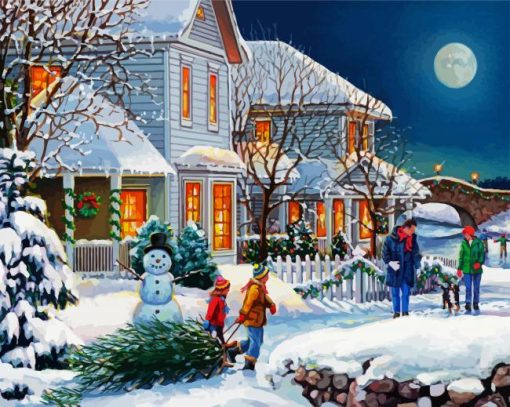 Winter Snow Holiday paint by numbers