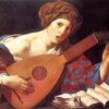 Woman Playing The Lute Hendrick Ter Brugghen paint by numbers
