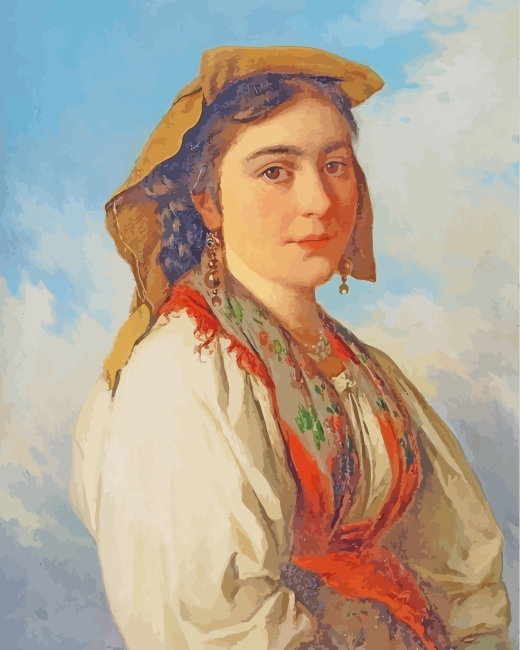 Young Italian Woman Portrait paint by numbers