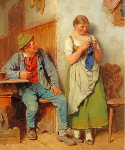 Young Woman Knitting paint by numbers