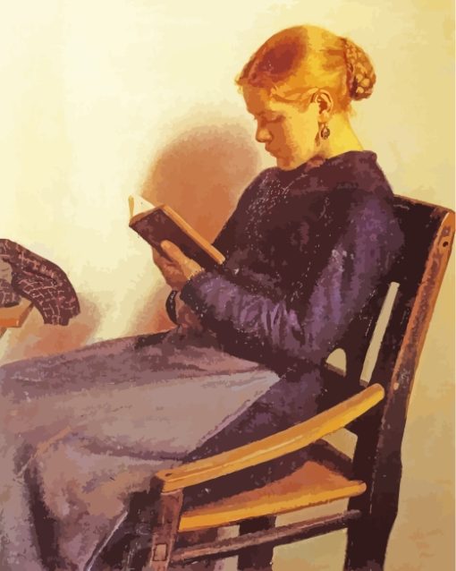 Young Woman Reading paint by numbers