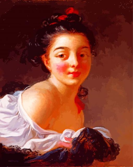 Young Woman With Brown Hair By Fragonard paint by numbers