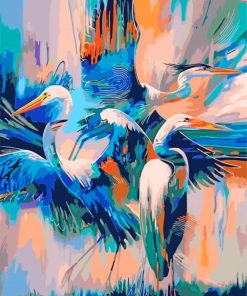 Abstract Cranes paint by numbers