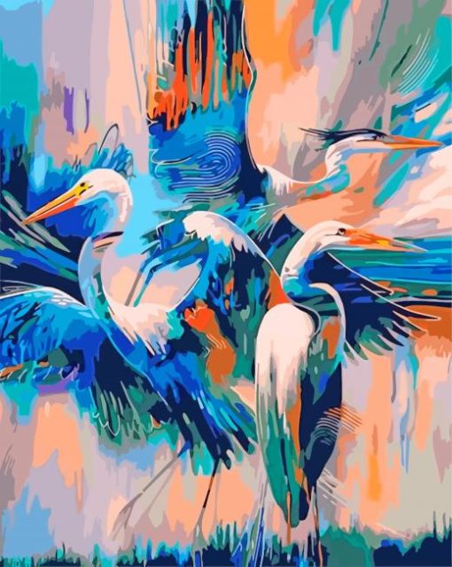 Abstract Cranes paint by numbers