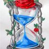 Hourglass With Water And Rose paint by numbers