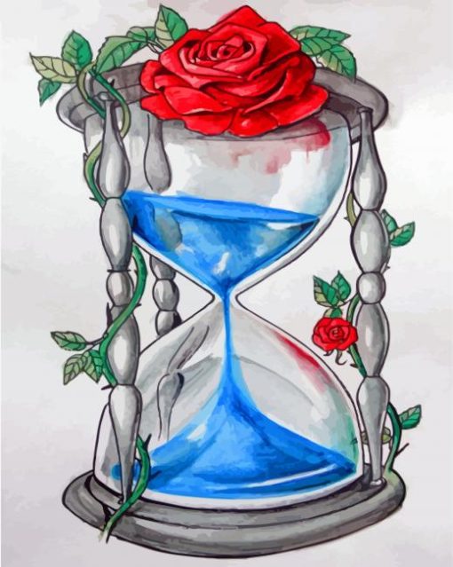 Hourglass With Water And Rose paint by numbers