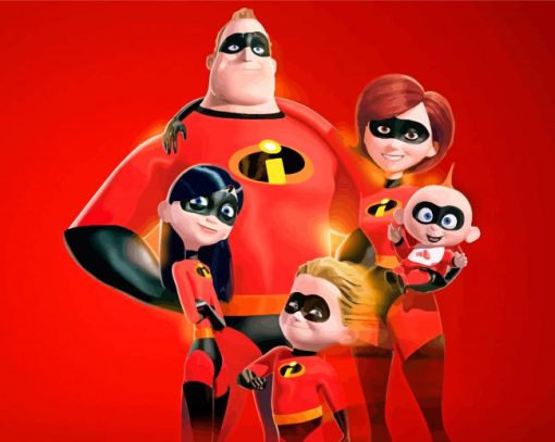 The Incredibles Disney Animated Movie paint by numbers