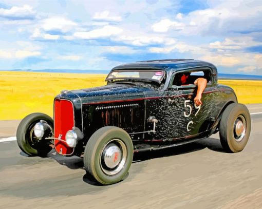 Aesthetic Black Hotrod paint by numbers