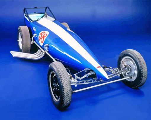 Aesthetic Blue Dragster paint by number