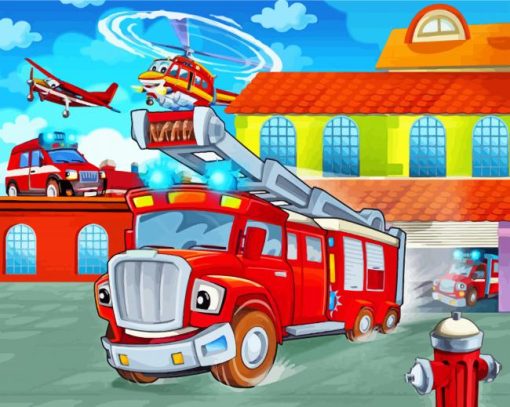 Aesthetic Fire Station paint by numbers