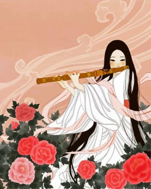 Aesthetic Woman Playing Flute paint by number