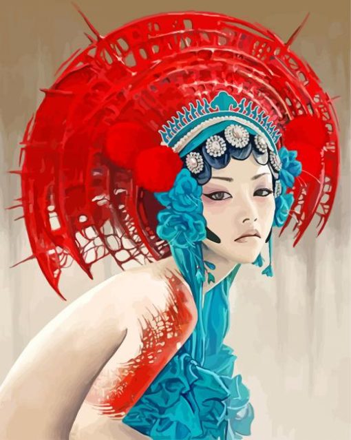 Asian Woman Wewaring A Headdress paint by numbers