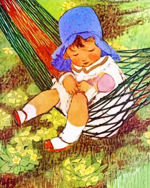 Baby Girl In A Hammock paint by numbers