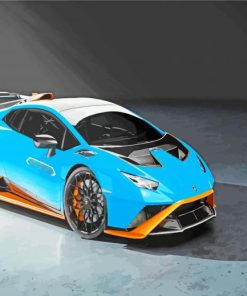 Aestehtic Cyan Lamborghini paint by numbers