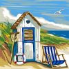 Blue Beach Hut paint by numbers