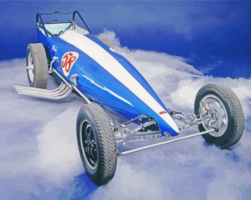 Blue Dragster Car paint by number