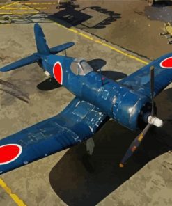 Blue F4u Airplaine paint by number