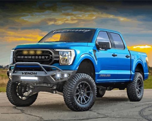 Blue Ford F150 paint by number