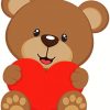 Brown Bear And Heart paint by number