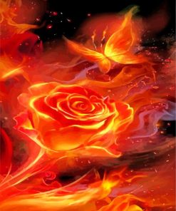 Butterfly And Flower Flames paint by number
