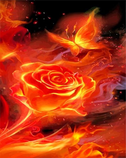 Butterfly And Flower Flames paint by number