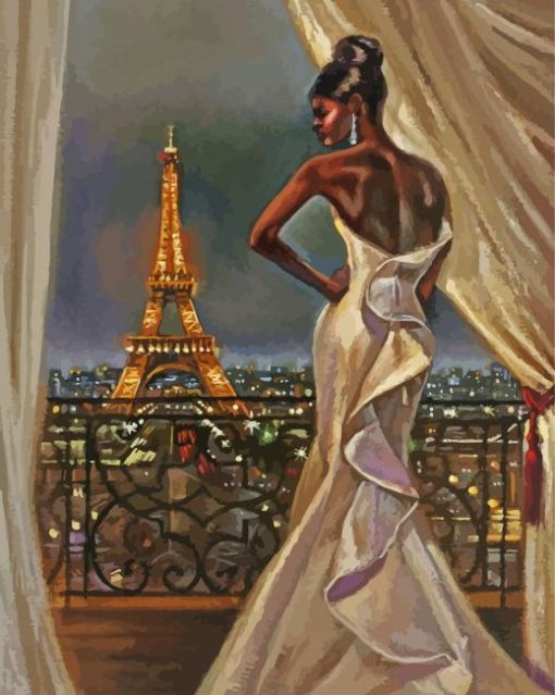 Classy Black Woman In Paris paint by numbers