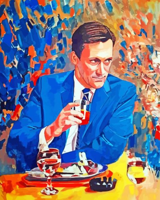Classy Man Eating And Drinking paint by number