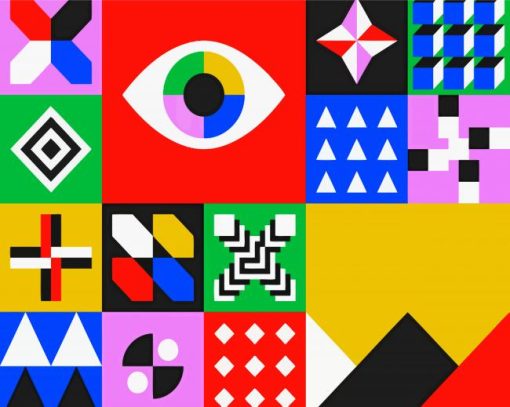 Colourful Geometric Pattern paint by numbers
