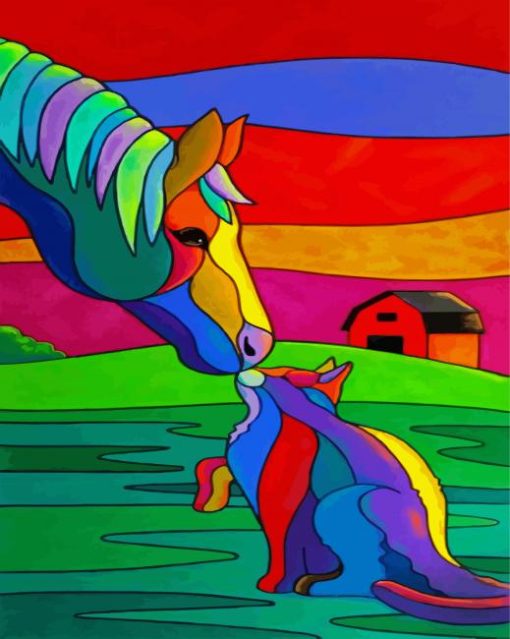 Colorful Horse And Cat paint by numbers