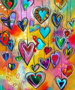 Colorful Hearts paint by number