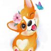 Corgi And Butterfly paint by number