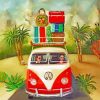 Couples In Volkswagen Bus paint by numbers
