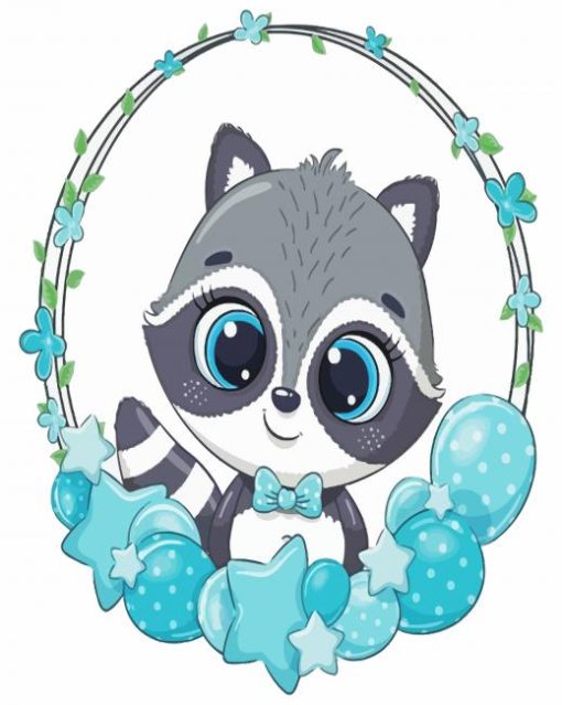 Cute Baby Raccoon paint by numbers