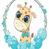 Cute Baby Giraffe paint by numbers
